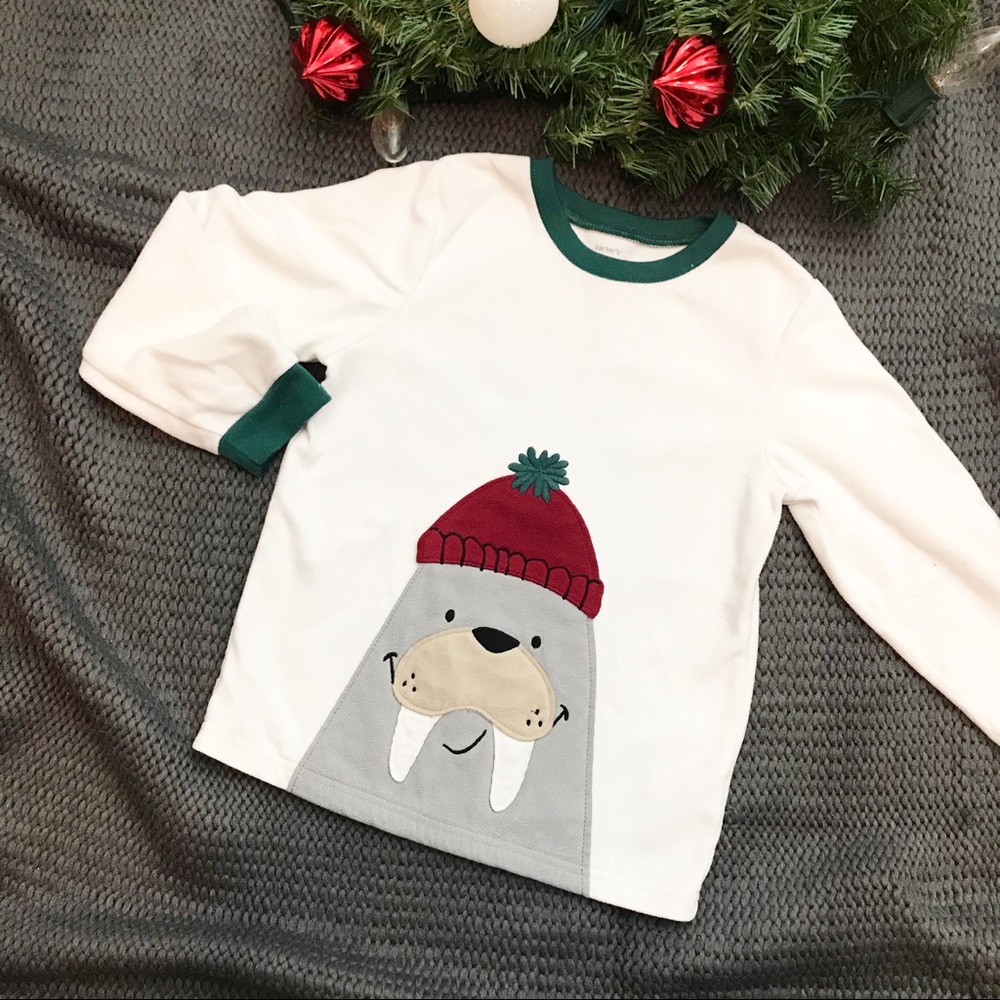Carters Fleece Winter White Walrus Hat Pajama Top